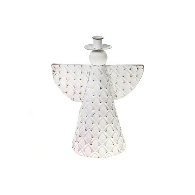 White And Gold Angel Metal Candle Holder Small