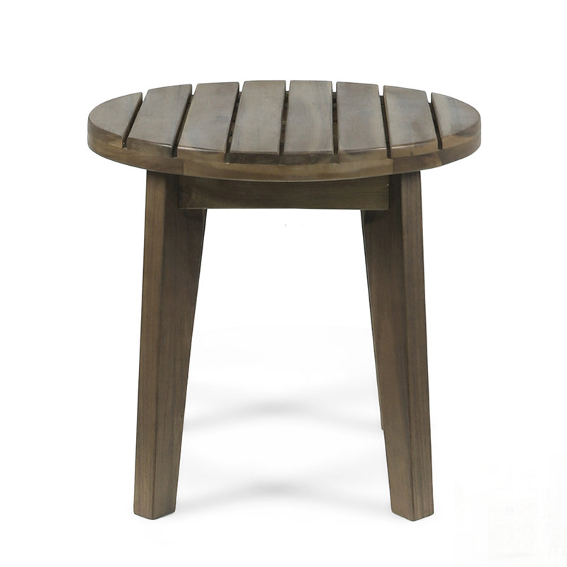 Rustic Acacia Wood Outdoor Side Table with Weather-Resistant Design and Slat Paneling for Durable Elegance