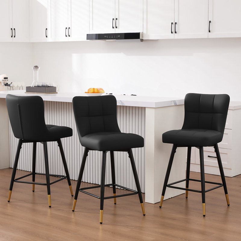 Tabouret de bar pivotant 26 po, Noir, 3