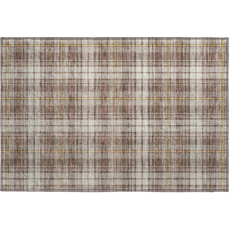 Premium Machine Washable Natoma AMF993 Plaid Rug, Rectangle 1 pi 8 po x 2 pi 6 po