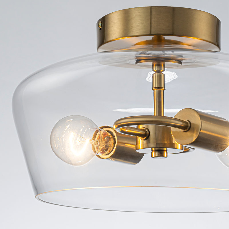 2-Light Clear Bowl Glass Flush Mount
