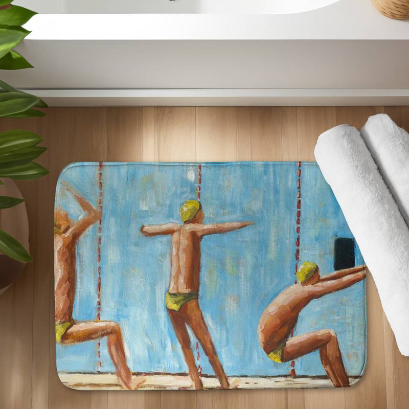 Swimmers Bath Mat with Non-Slip Backing - Quick Dry Memory Foam Bathroom Rug - Absorbent - Modern Plush Spa-Style - Machine Washable