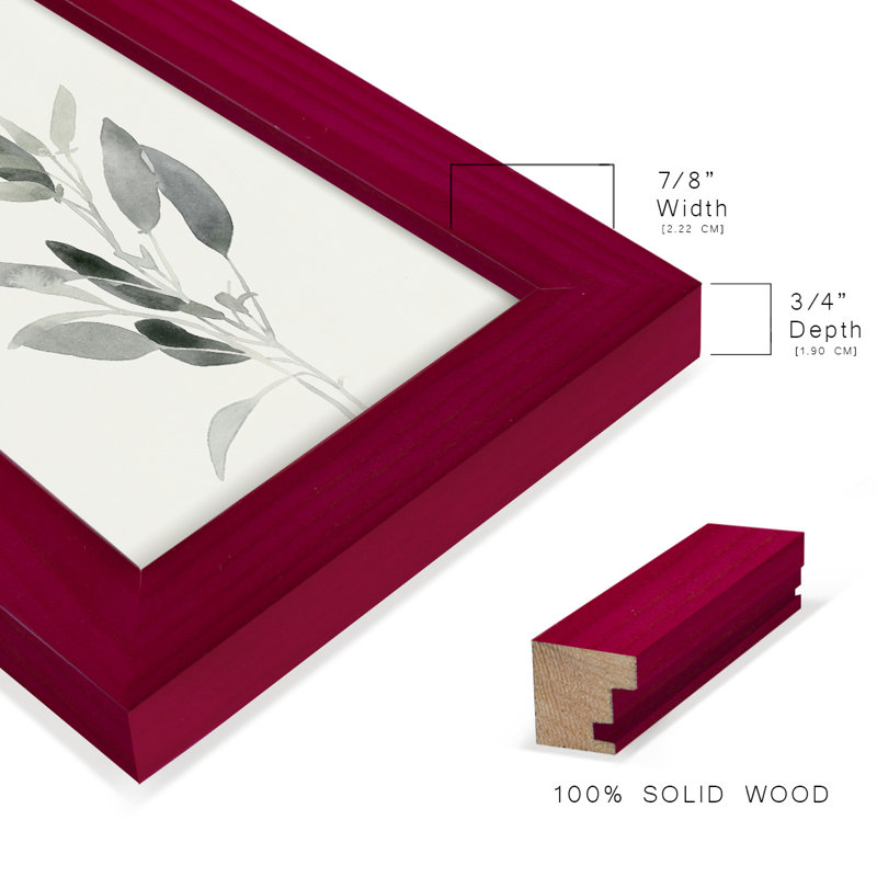 " Delicate Sage Botanical IV ", Red, 6" H x 4" W x 1" D