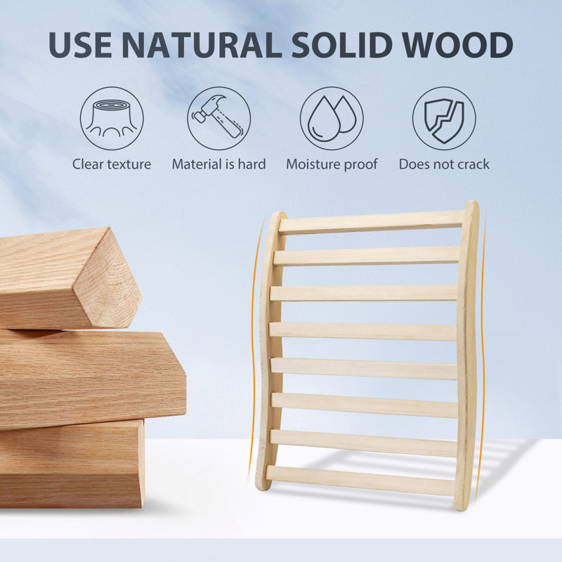 Sauna Backrest,S-Shape Canadian Natural Wood Hemlock Sauna Chair With Back, Non-Toxic Sauna Accessories Bench