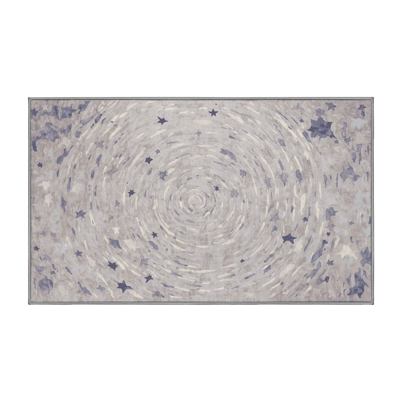 Machine Washable Grey Area Rug, Rectangle 5' x 8'