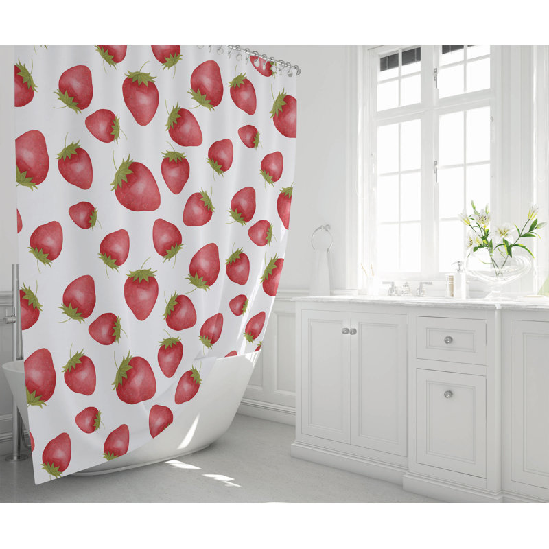 Summer Lemon Ultra-Thin Lightweight Shower Curtain, White Floral