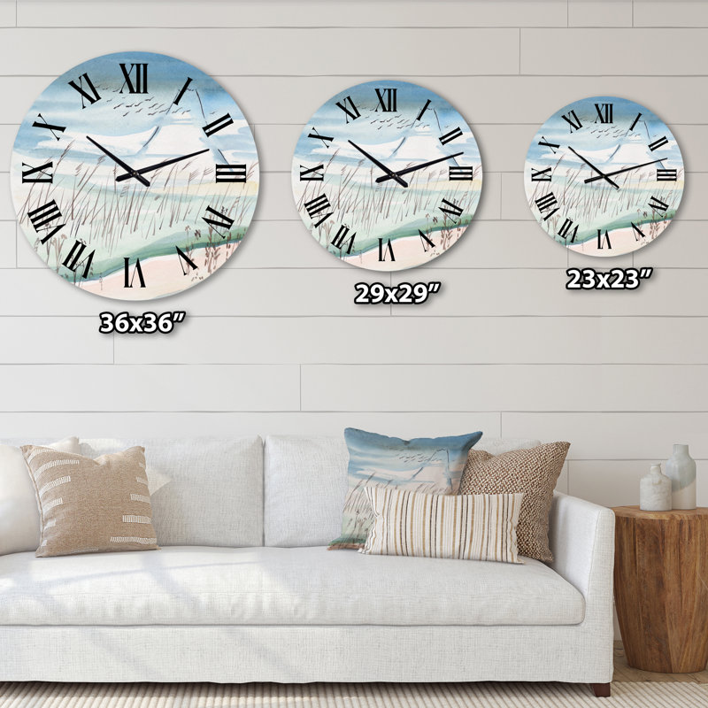 Cranes survolant la montagne enneigée - Horloge murale traditionnelle, Surdimensionné
