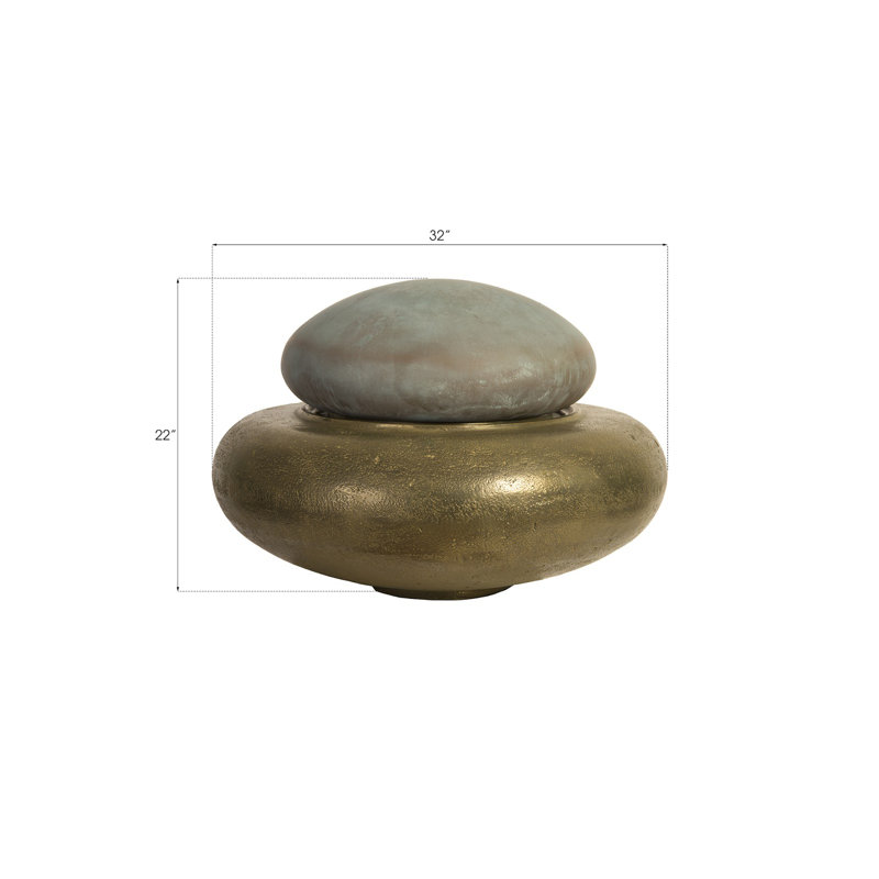 Heian Fountain, LG, Bronze Top, Brase Base, 22'' H X 32'' W X 32'' D, Bronze, Brass