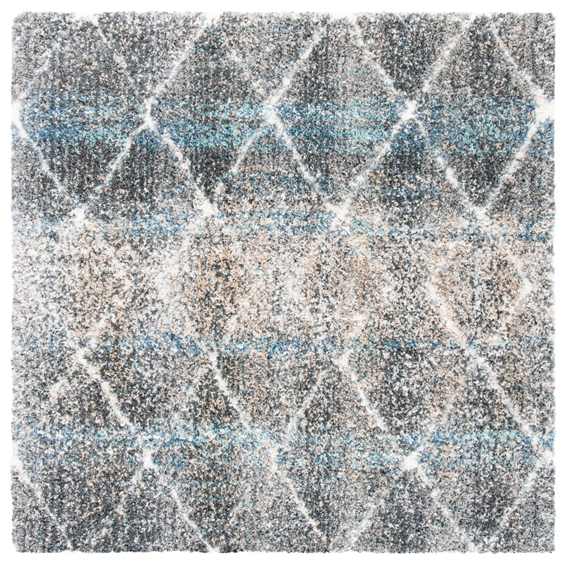 Maestro Shag Performance Geometric Rug, Square 6'7"