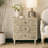  Farmhouse 3 Drawer Home Bedroom Dresser with Embossed Flower Motif Front