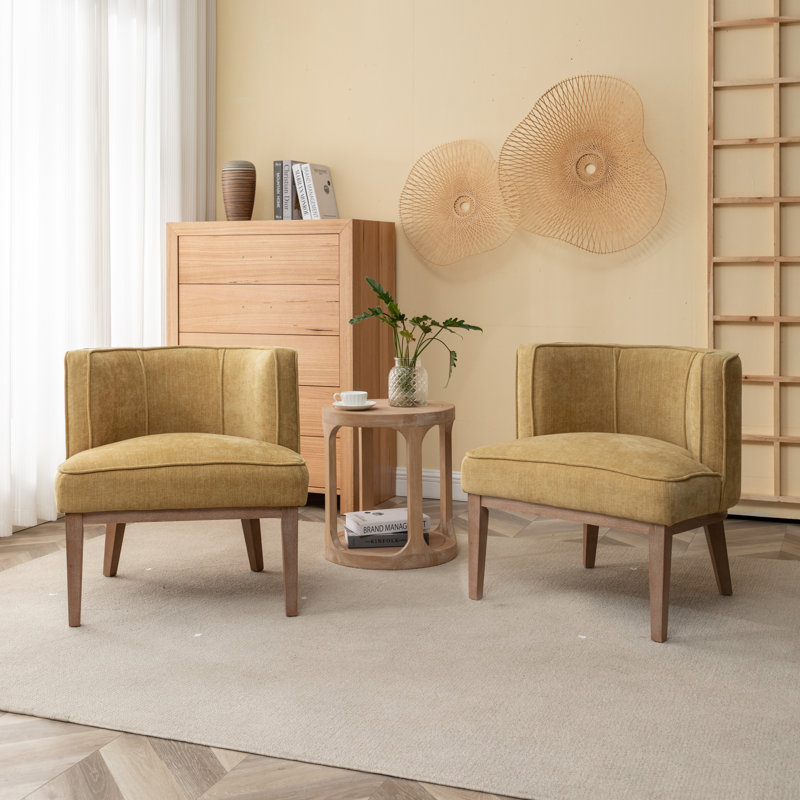 Fauteuil demi-tonneau Karoll, Mélange de polyester jaune, 2