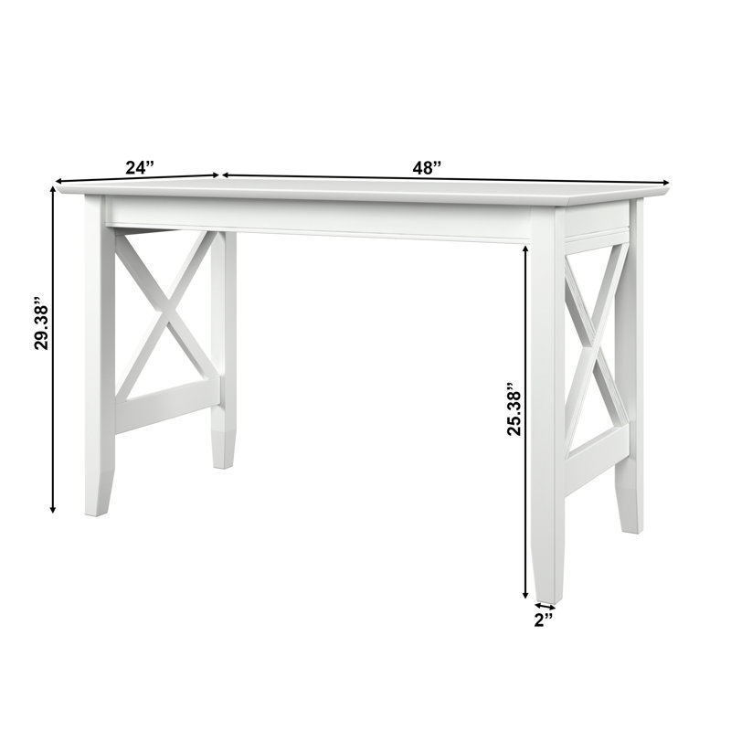 Table de travail en bois massif Lexi, Blanc