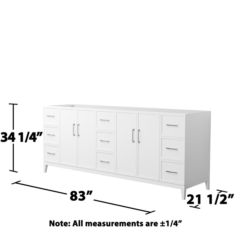 Elan 83'' W Double Bathroom Vanity Base, White/Brushed Nickel
