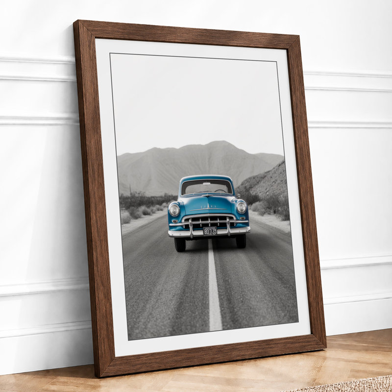 Turquoise Highway Retro - Framed Print, Walnut, A3 - 42.0 x 29.7 cm