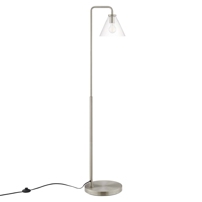 Element Satin Nickel Glass and Metal Arc Floor Lamp