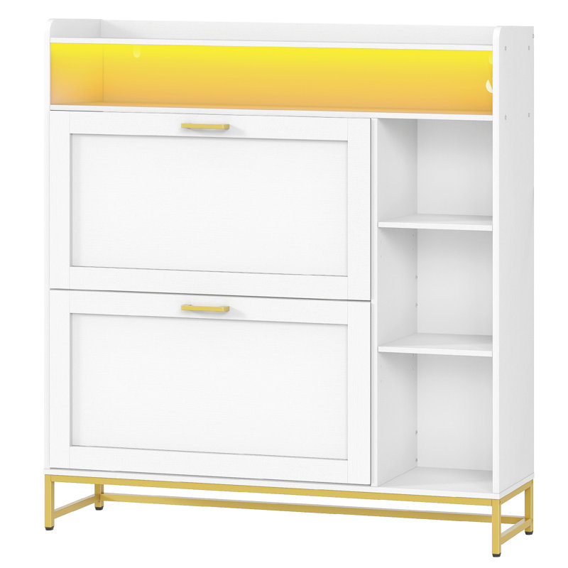 Narrow Shoe Cabinet with LED Lights