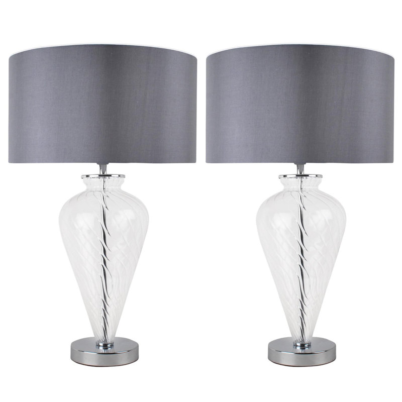Mariefred Metal Table Lamp, Grey, Clear