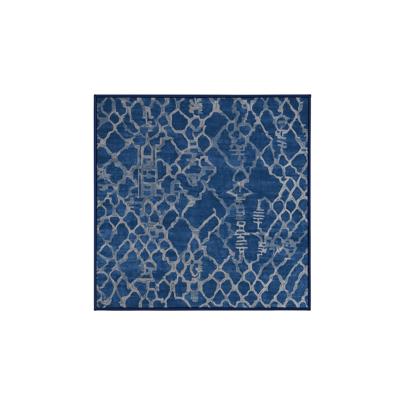 Tapis bleu lavable à la machine, Carré 5 pi