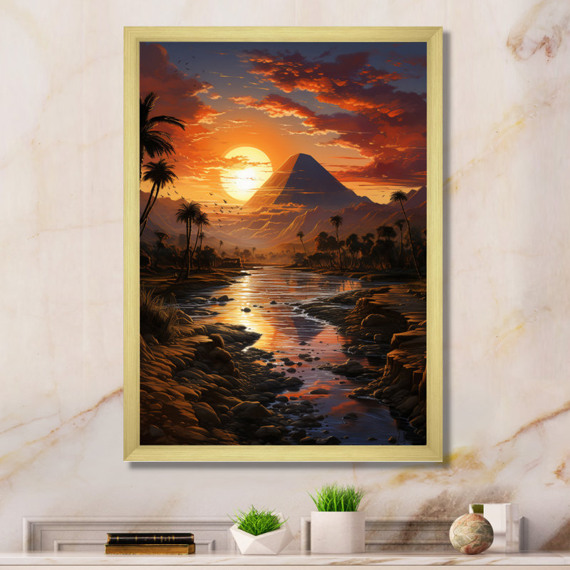Égypte Golden Horizons River II - Égypte, impressions sur toile, Encadrement doré, H 44 po x l 34 po x P 1,5 po