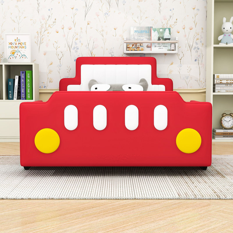 Twin Race Car-Themed Bed With Slats, Red