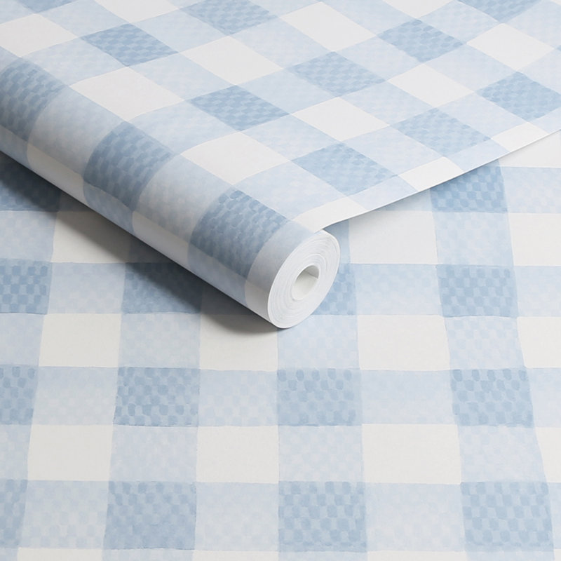 Cath Kidston Painted GinghamWallpaper, Blue