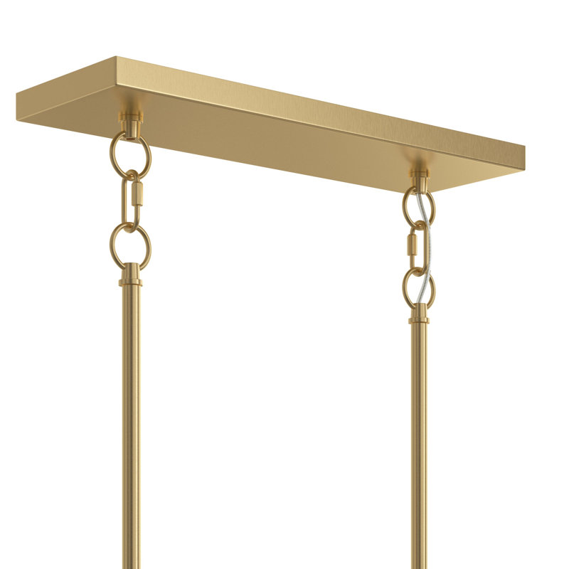 Jheni Five-Light Brushed Gold Linear Chandelier, Brushed Gold