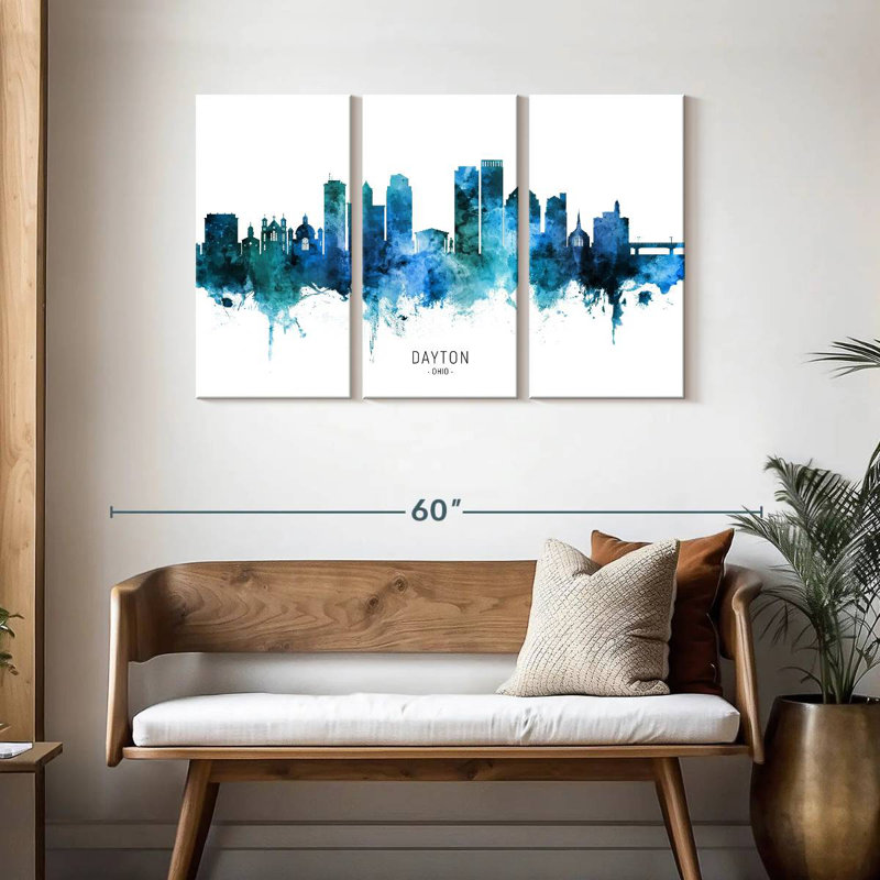 Dayton Ohio Skyline III, H 28 po x l 45 po