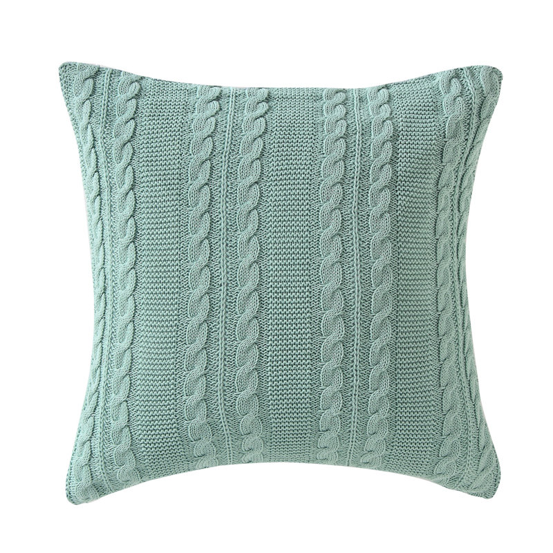 Dublin 18" x 18" Cable Knit Rectangular Decorative Pillow, Spa/Blue