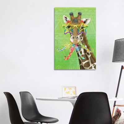 Party Safari Giraffe 1 Piece Wrapped Canvas Wall Art