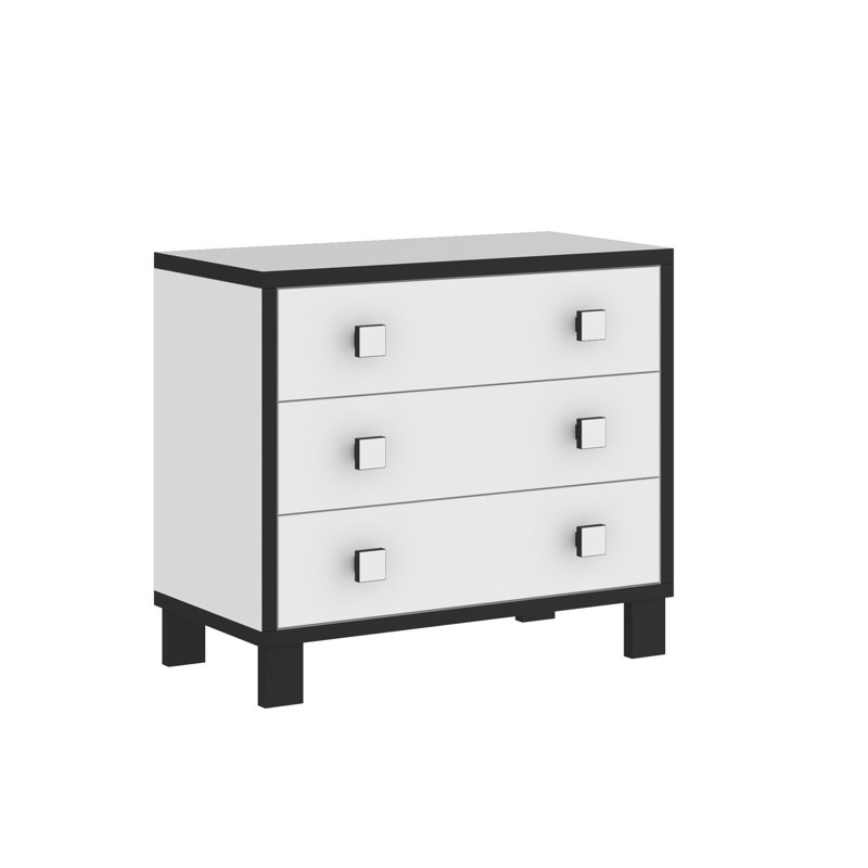 3 Drawer Nightstand With Square Straight Legs