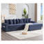 Canapé modulaire en L 110,75 po, canapé modulaire en velours côtelé, avec porte-gobelet mobile, porte-gobelets, 8 coussins décoratifs, poche latérale, déplier en lit, bleu-2035298160