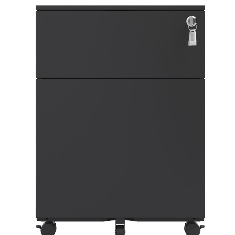Steel File Cabinet With Lock, 2 Drawers, Suits Legal/Letter/A4/F4, Home Office Hip Look, Black Drawer Accommodates Trending,