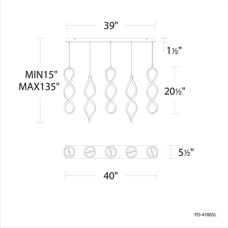 Interlace Linear Multi-Light 4-CCT Pendant, Black
