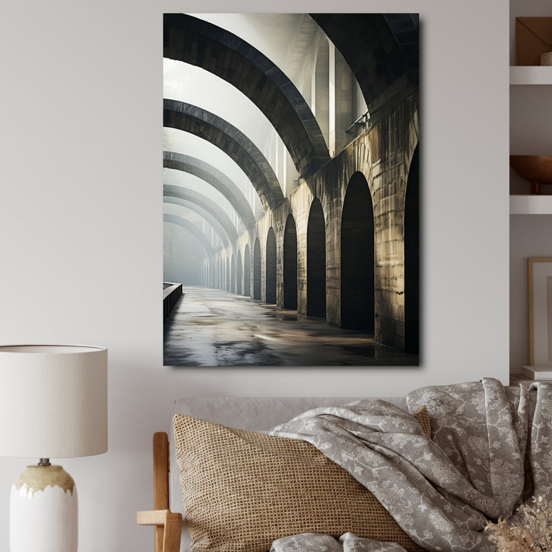 Klarita Beige Bridge Majestic Arch Graphite, H 20 po x l 12 po x P 1 po, Toile tendue