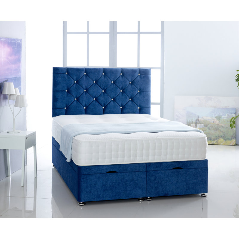 Virginia Upholstered Ottoman Storage Bed, Super King (6'), Blue