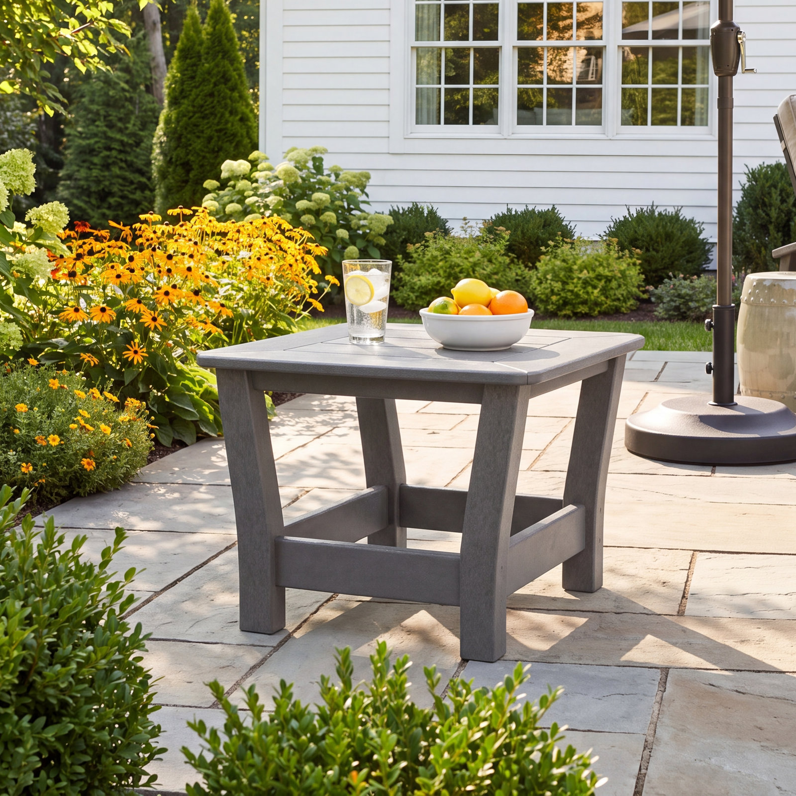 POLYWOOD® Harbour 23" Patio Side Table, Black