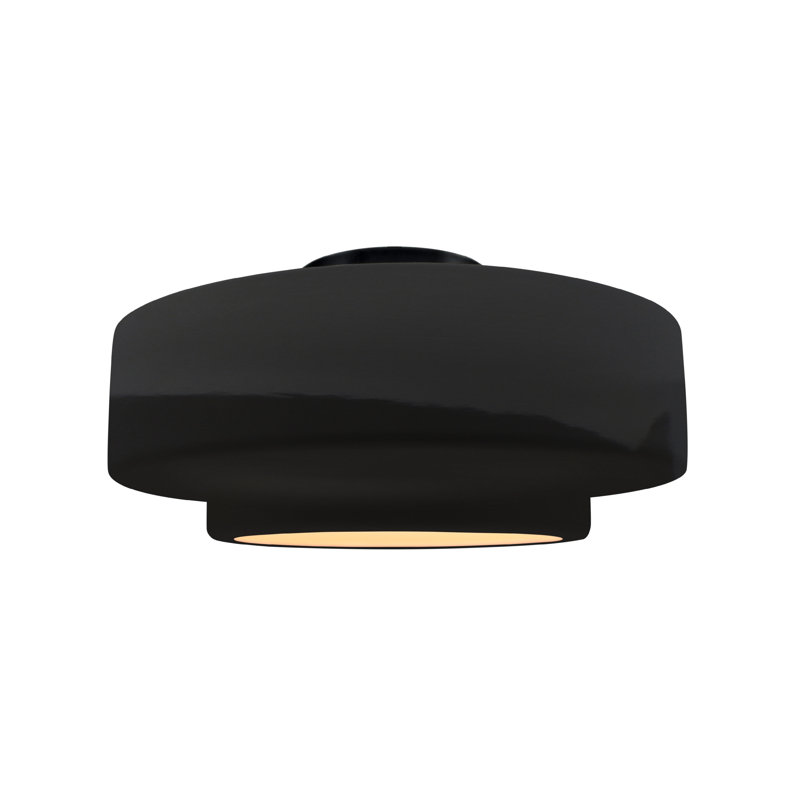 Plafonnier semi-encastré Radiance, H 7,25 po x l 14,5 po x P 14,5 po, Lustre noir, Noir mat