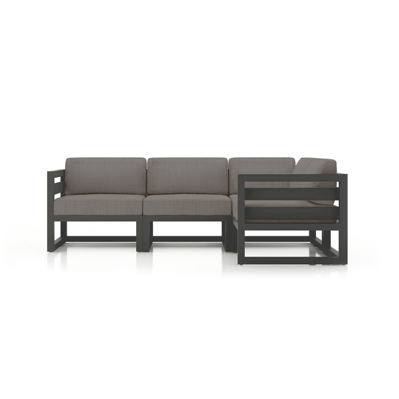 Canapé modulaire d'extérieur avec coussins Sunbrella 94 po Smith, Toile gris anthracite Sunbrella®, Ardoise