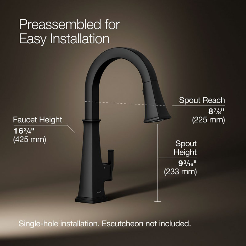 Riff Touchless Pull-Down Kitchen Sink Faucet With Konnect, Black, 1.5 GPM