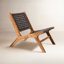 Chaise d'appoint moderne tissée Tierre, structure en bois massif, aucun assemblage requis