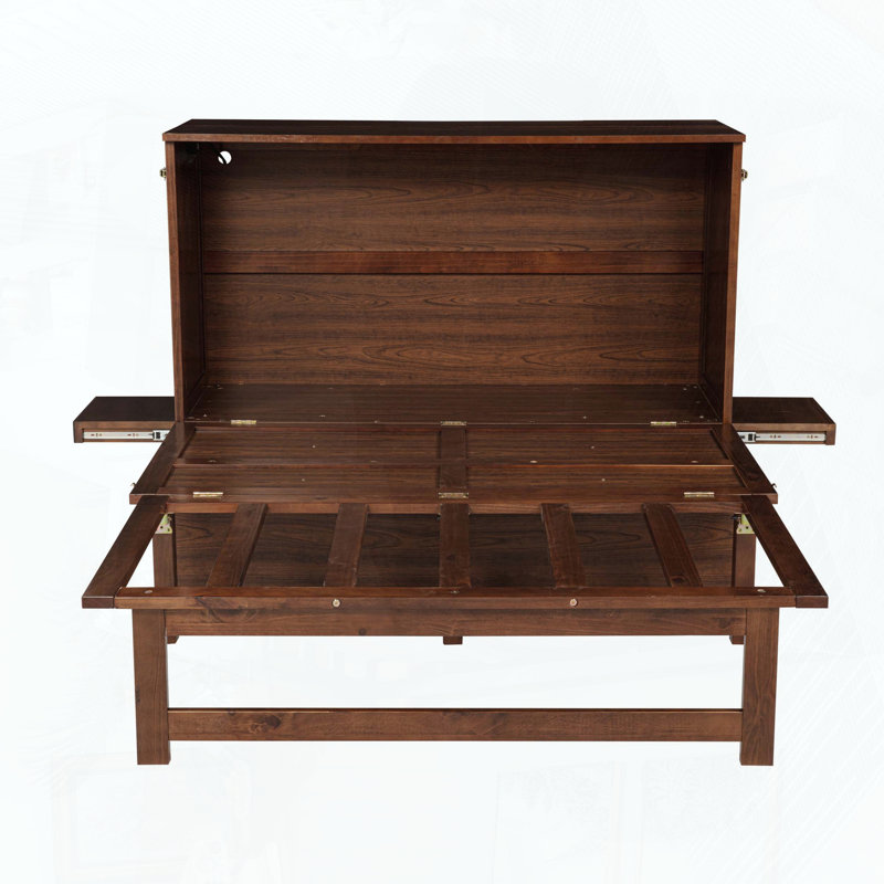 Lit escamotable double avec tablettes amovibles et ports USB