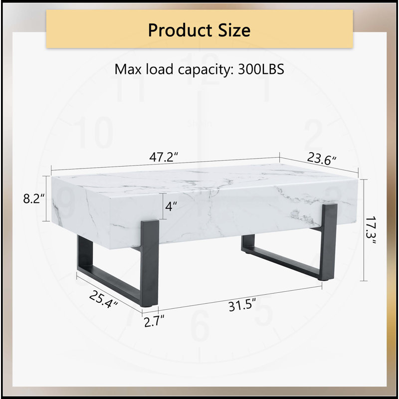 Table basse 47,2 po x 23,6 po