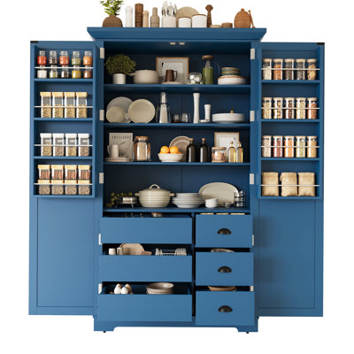 Armoire de style Shaker avec tablettes réglables et plateaux coulissants