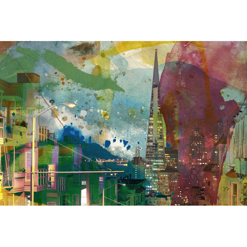 San Francisco Buildings I by Sisa Jasper - Wrapped Canvas Painting, 30cm H x 46cm W x 3.8cm D