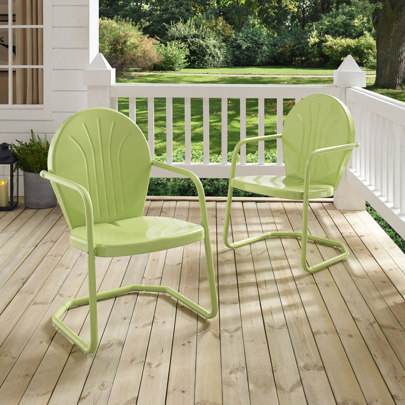 Alaniz Premium All-Weather Wicker Outdoor Dining Armchair, Key Lime Gloss