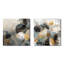 Or et gris, formes modernes, minimalisme I - formes abstraites modernes, impressions sur métal, ensemble de 2 carrés-1445938579