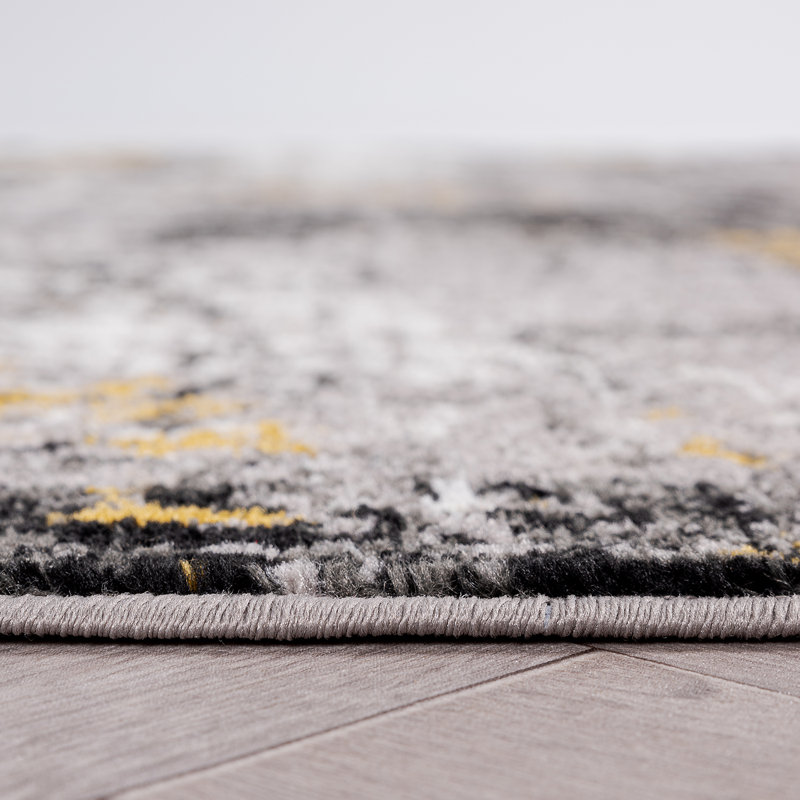 Modern Abstract Yellow/Black/Grey Area Rug