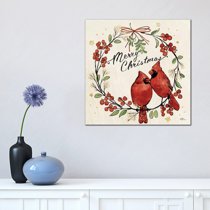 Christmas Lovebirds XII 1 Piece Wrapped Canvas Wall Art, 45.72 cm H x 45.72 cm W x 1.91 cm D