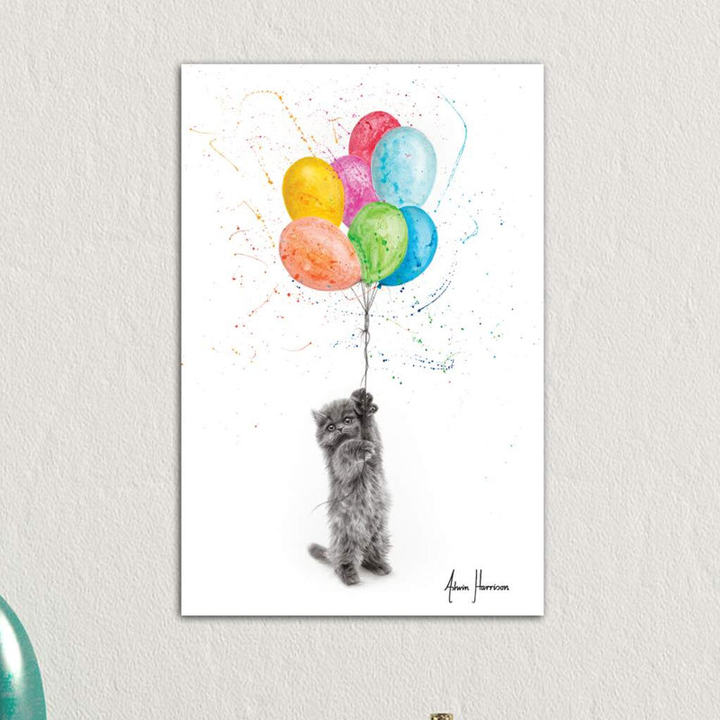 The Naughty Kitten And The Balloons by Ashvin Harrison - Wrapped Canvas Print, 66.04 cm H x 45.72 cm W x 1.91 cm D