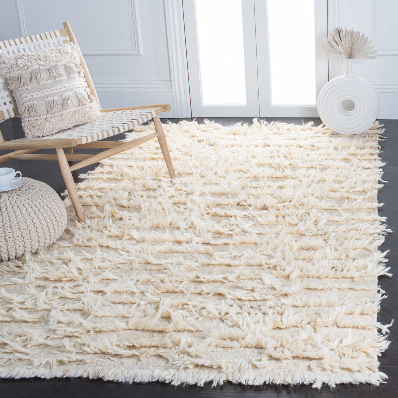 Ivory Coast Hand-Tufted Wool Shag Rug 9' x 12'